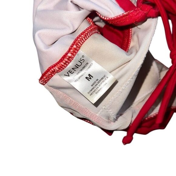 Venus LATTICE SIDE sz M RED BIKINI top SWIMSUIT SWIM ADJUSTABLE sexy - Picture 4 of 4